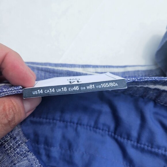 GAP Blue & White Striped LINEN Cotton blend Shorts Size 14 drawstring summer NWT - Picture 10 of 12